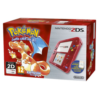 Nintendo 2DS (Transparent, Red) + Pokemon Red Version 3DS