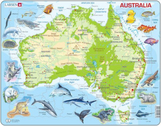 Larsen maxi puzzle 65 pieces Australia map with animals A31 Cadouri
