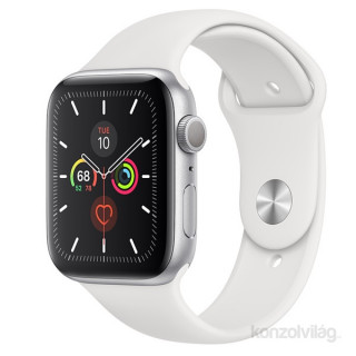Apple Watch S5 44mm with gps silver aluminum case, White sportstrap smart watch Mobile