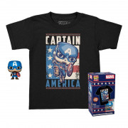 Funko Pocket Pop! & Tee: Marvel - Captain America (Special Edition) Bobble-Head Vinyl Figurina (4cm) & Tricou (M) 