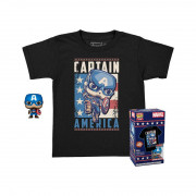 Funko Pocket Pop! & Tee (Child): Marvel - Captain America Vinyl Figurina si tricou (XL) 