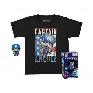 Funko Pocket Pop! & Tee (Child): Marvel - Captain America Vinyl Figurina si tricou (XL) Cadouri