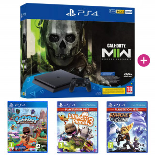 Playstation 4 (PS4) Slim 500GB + Call of Duty Modern Warfare 2 + Sackboy: A Big Adventure + LittleBigPlanet 3 + Ratchet & Clank PS4