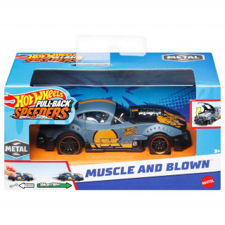 Hot Wheels - Pull-back Speeders - Mașină mică musculară și suflată (HPT04 - HPR75) Jucărie