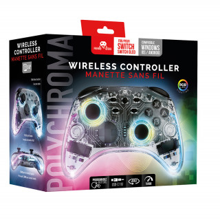 Freaks and Geeks Controler wireless cu cablu 1M - transparent - cu LED Nintendo Switch