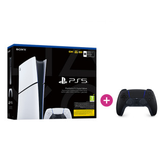 PlayStation 5 Digital Edition (Slim) + PlayStation 5 (PS5) Controler DualSense (Midnight Black) PS5