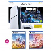 PlayStation 5 (Slim) Fortnite Cobalt Star bundle + Horizon - Forbidden West CE + Horizon Zero Dawn Rem 