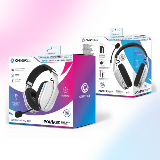 Oniverse Polaris Căști Prin cablu & Wireless Bandă de fixare pe cap Gaming USB Type-C / USB Type-A Bluetooth Negru, Alb PC