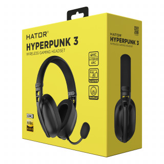 HATOR Hyperpunk 3 Wireless Căști Prin cablu & Wireless Bandă de fixare pe cap Gaming USB Type-C / USB Type-A Bluetooth Negru PC