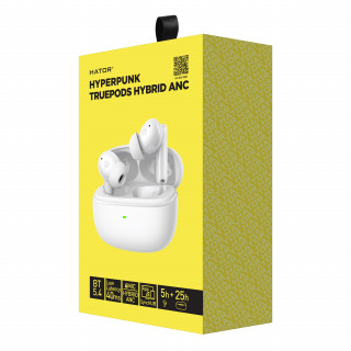 HATOR Hyperpunk Truepods Hybrid ANC Căști True Wireless Stereo (TWS) În ureche Apeluri/Muzică Bluetooth Alb Mobile