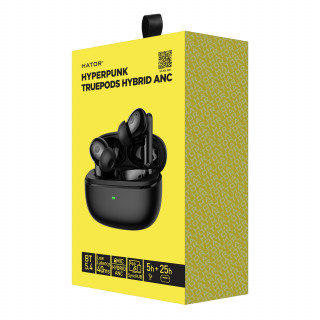 HATOR Hyperpunk Truepods Hybrid ANC Căști True Wireless Stereo (TWS) În ureche Apeluri/Muzică Bluetooth Negru Mobile