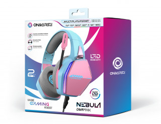 Oniverse Nebula Căști Prin cablu Bandă de fixare pe cap Gaming USB Tip-A Cyan, Roz PC
