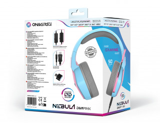 Oniverse Nebula Căști Prin cablu Bandă de fixare pe cap Gaming USB Tip-A Cyan, Roz PC