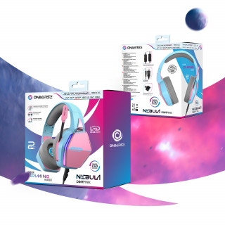 Oniverse Nebula Căști Prin cablu Bandă de fixare pe cap Gaming USB Tip-A Cyan, Roz PC