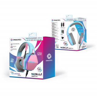 Oniverse Nebula Căști Prin cablu Bandă de fixare pe cap Gaming USB Tip-A Cyan, Roz PC