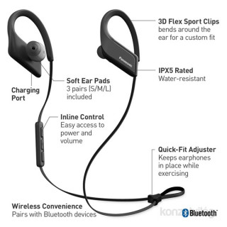 Panasonic RP-BTS35E-K Black waterproof Bluetooth sport headset Mobile