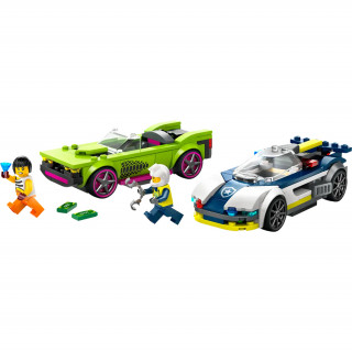 LEGO City: Urmarire cu masina de politie si masina puternica (60415) Jucărie