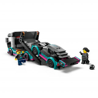 LEGO City: Masina de curse si camion transportator de masini (60406) Jucărie