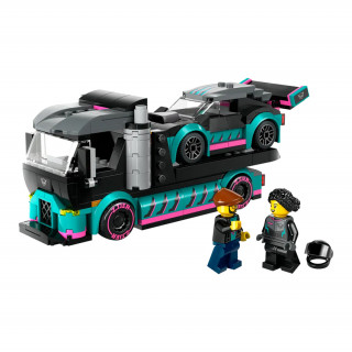 LEGO City: Masina de curse si camion transportator de masini (60406) Jucărie