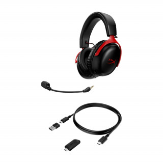 HyperX Cloud III - Căști fără fir pentru jocuri (negru-roșu) (77Z46AA) PC