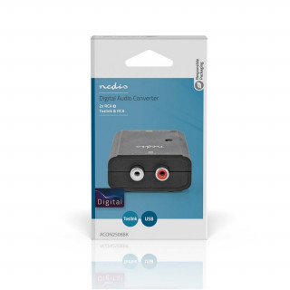 Nedis ACON2508BK, convertor audio analog-digital, 2 intrări RCA - ieșire coaxială digitală / toslink PC