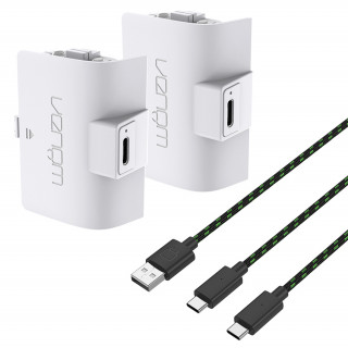 Venom VS2874 Xbox Series S&X 1100 mAh battery (2 buc.) + 3 m charging cable (White) Xbox Series